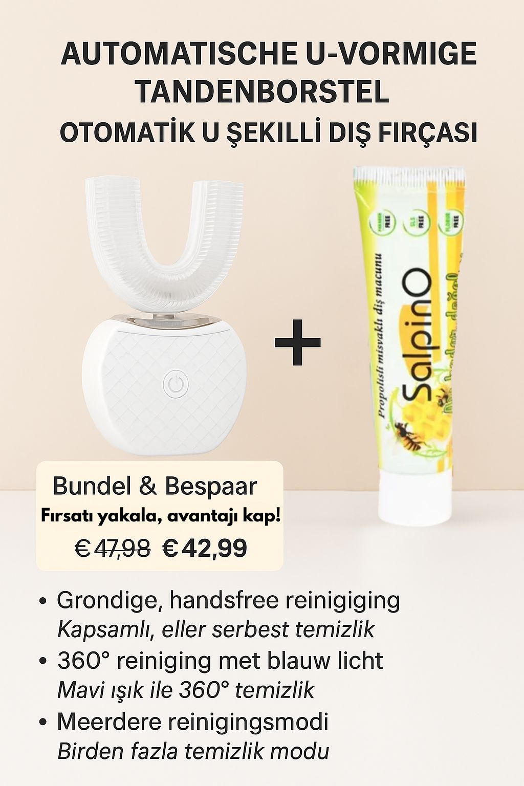 🌿 Tandenborstel + Salpino Natuurlijke Tandpasta Set